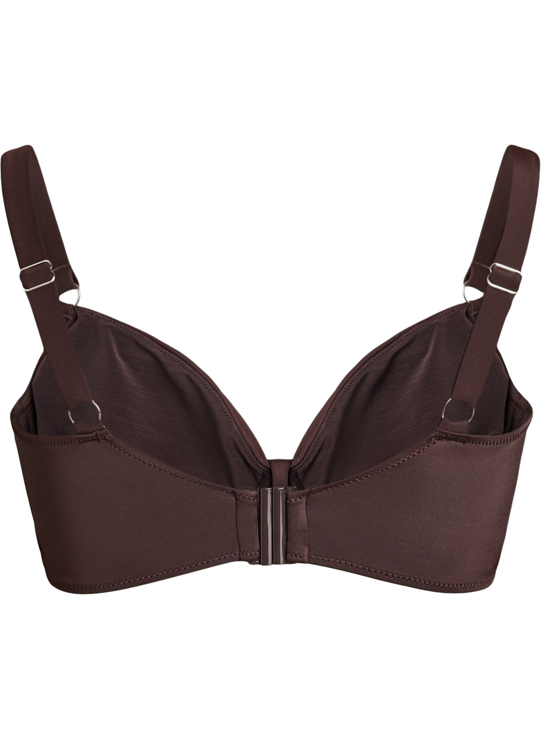 ZizziBikinitopp med b&oslash;yle og drapering, Brun, Packshot image number 1