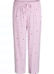 Loose fit nattbukser med striper og hjerter, Mauve Mist Stripe