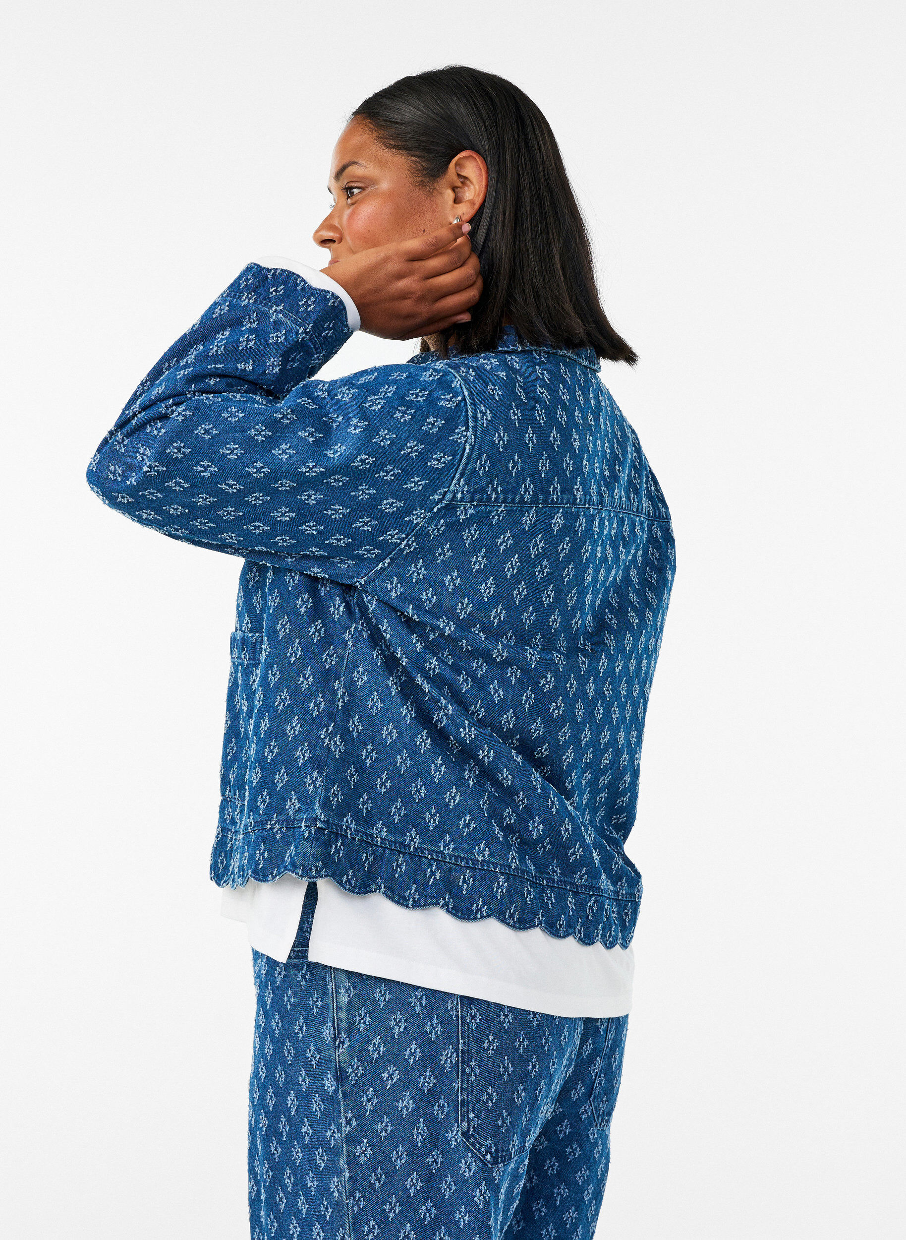 ZizziDenimjakke med et slitt m&oslash;nster, Bl&aring;, Model image number 2