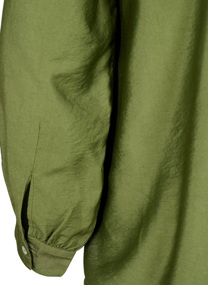 Bluse i viskose med volanger, Loden Green, Packshot image number 3