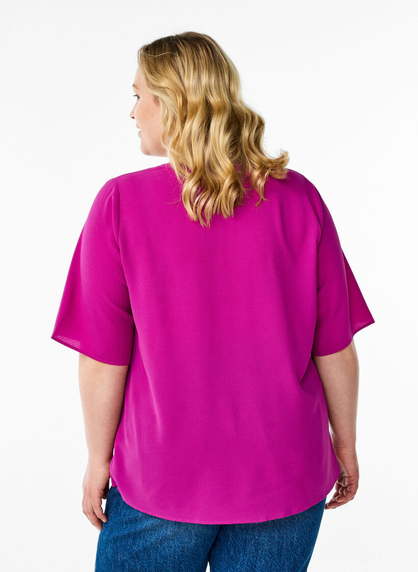 Kortermet bluse med V-hals, Lilla, Model image number 2