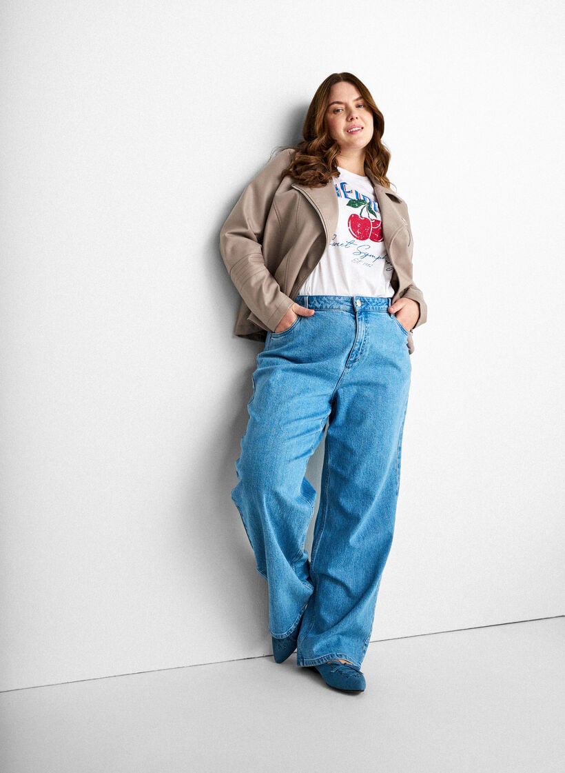 Bikerjakke i imitert skinn, Gr&aring;, Model image number 3