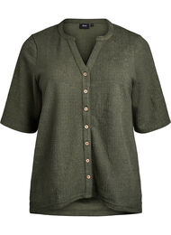 Strukturert bluse med V-hals, Thyme