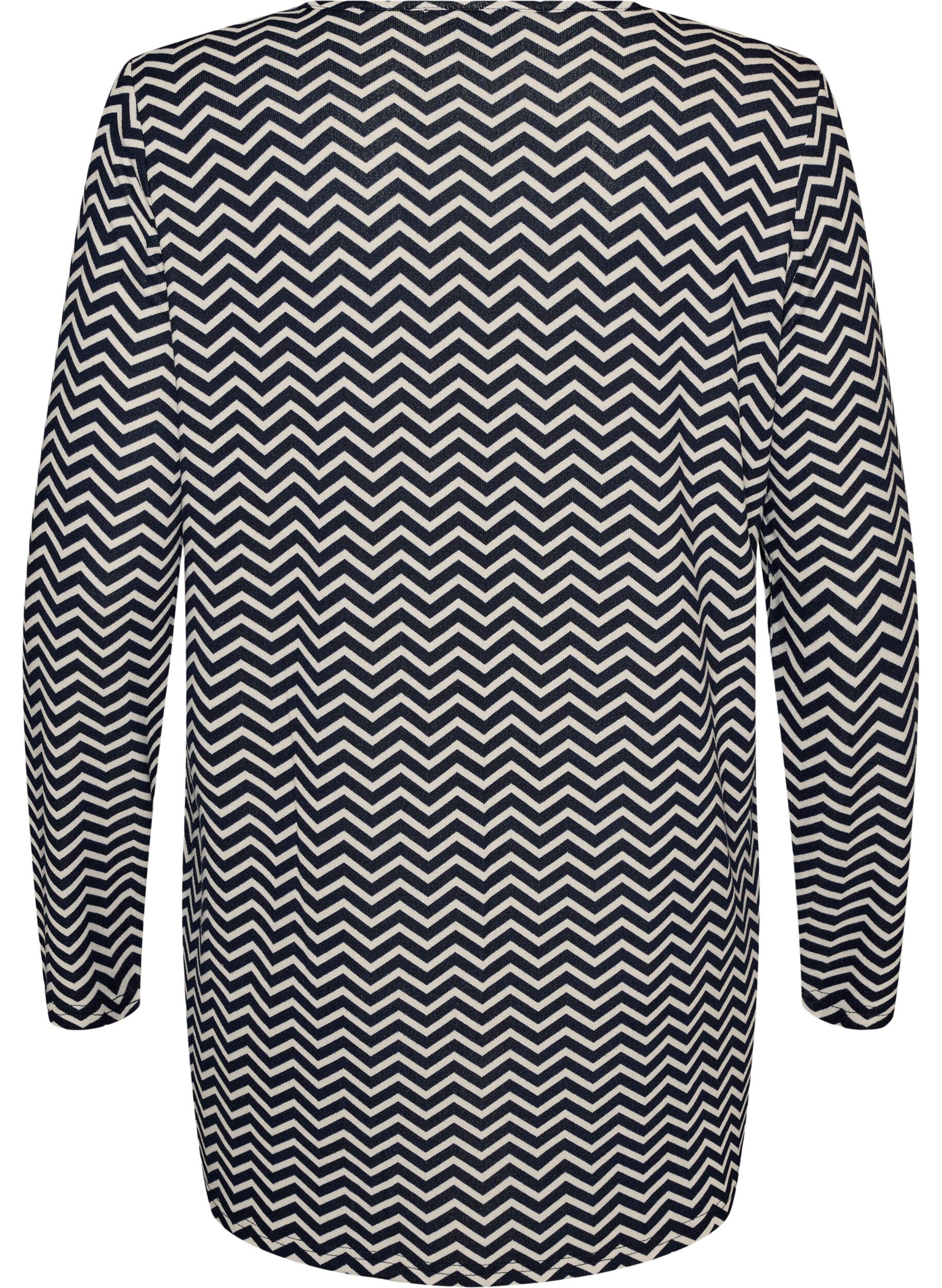 ZizziM&oslash;nstret bluse med lange ermer, Bl&aring;, Packshot image number 1