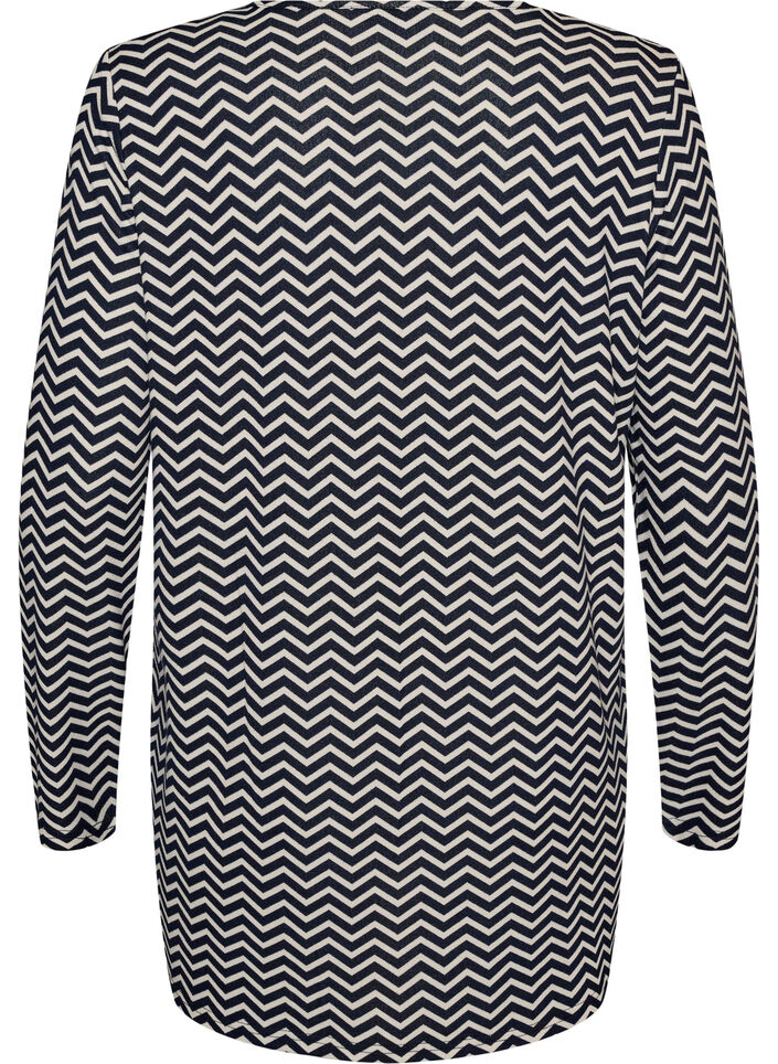M&oslash;nstret bluse med lange ermer, Bl&aring;, Packshot image number 1
