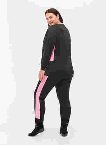 Stilongs med kontraststripe, Black w. Sea Pink, Model image number 1
