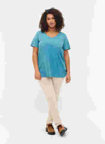 Ensfarget basis T-skjorte i bomull, Brittany Blue, Model image number 2