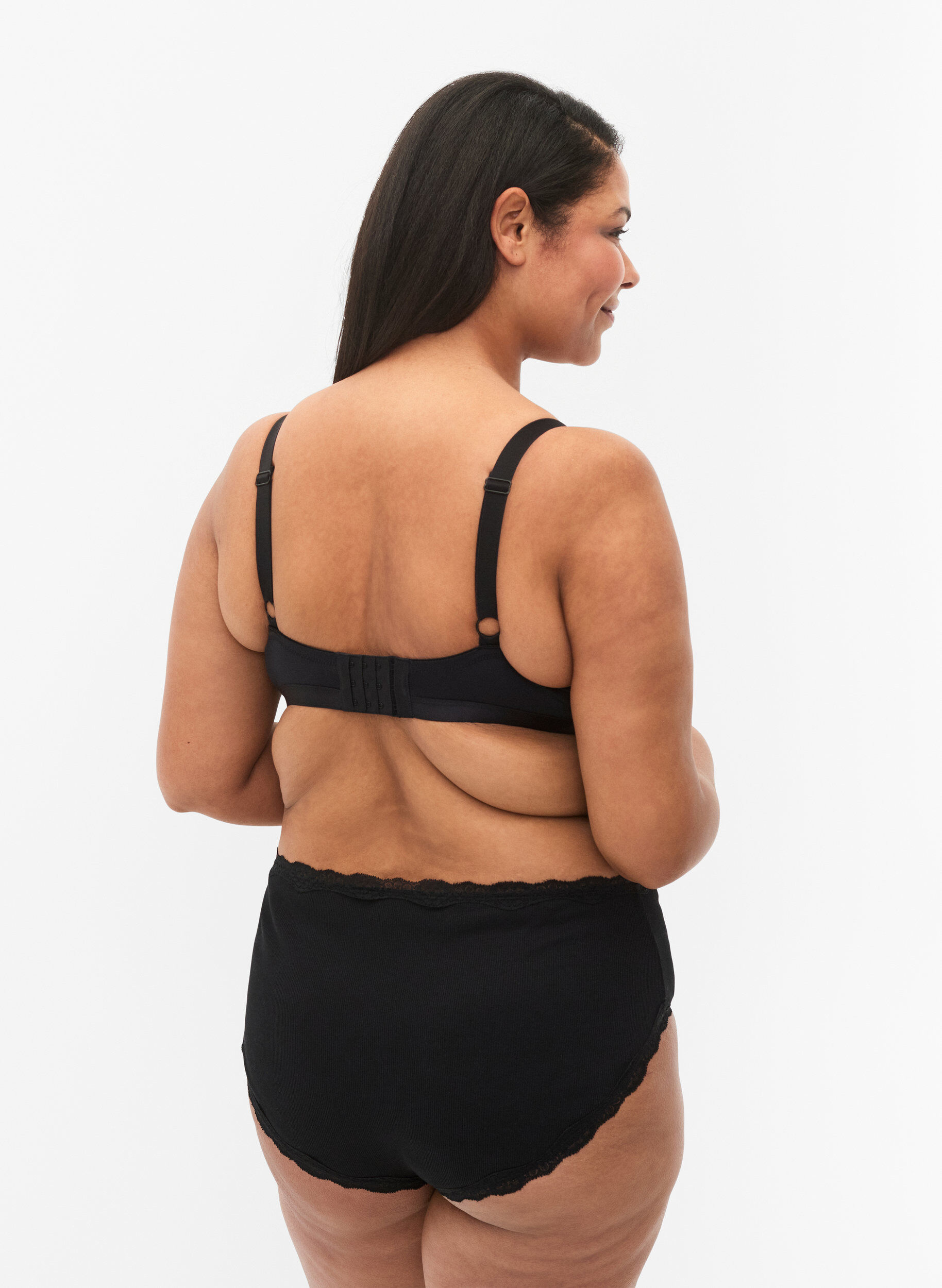 Zizzi Truser med blondekant, 2 stk., Black/Black, Model image number 1