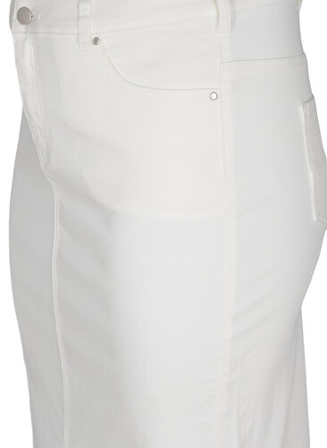 Midiskjørt i denim med en splitt foran, White, Packshot image number 2