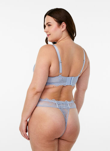 Zizzi Blonde G-streng med kryssdetalj på ryggen, Blå, Model image number 1