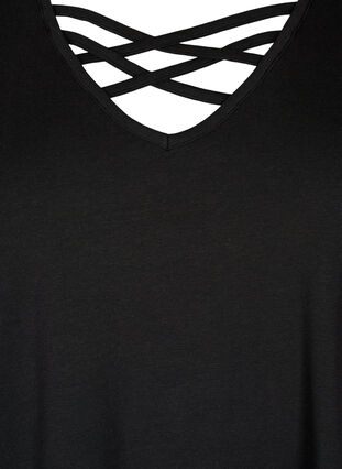 T-skjorte med V-hals og kryssdetalj, Black, Packshot image number 2
