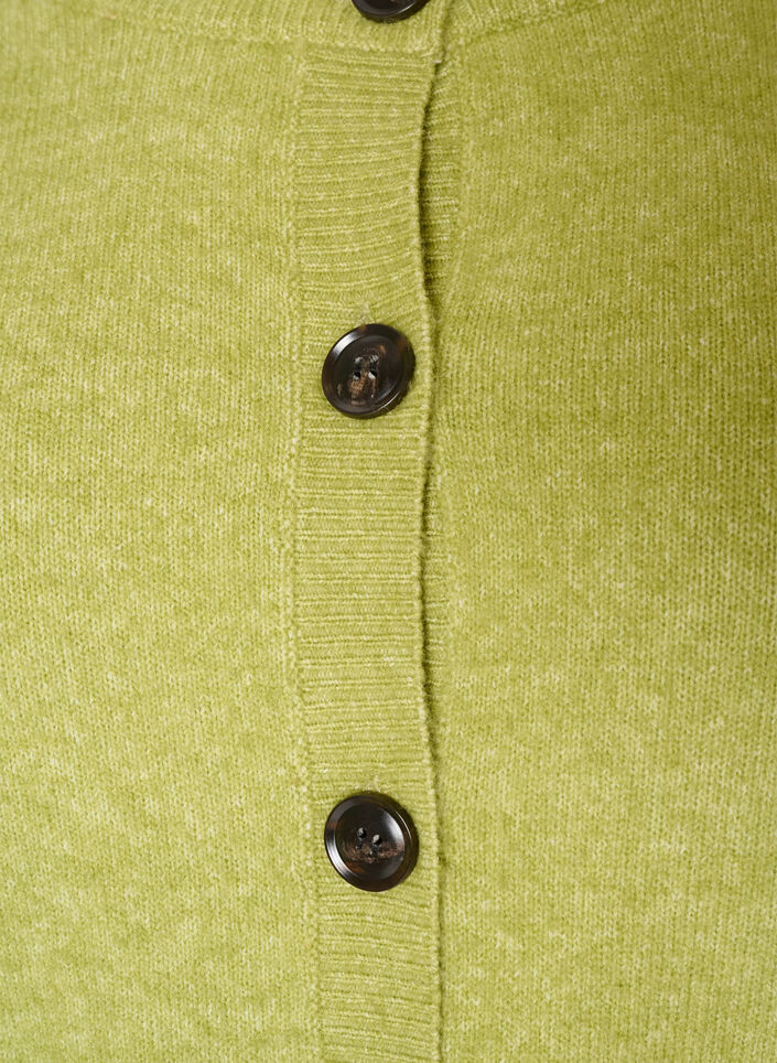 Cardigan med knapper og avrundet front, Gr&oslash;nn, Packshot image number 2