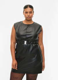 Kort kjole i stil med skinn, Black, Model
