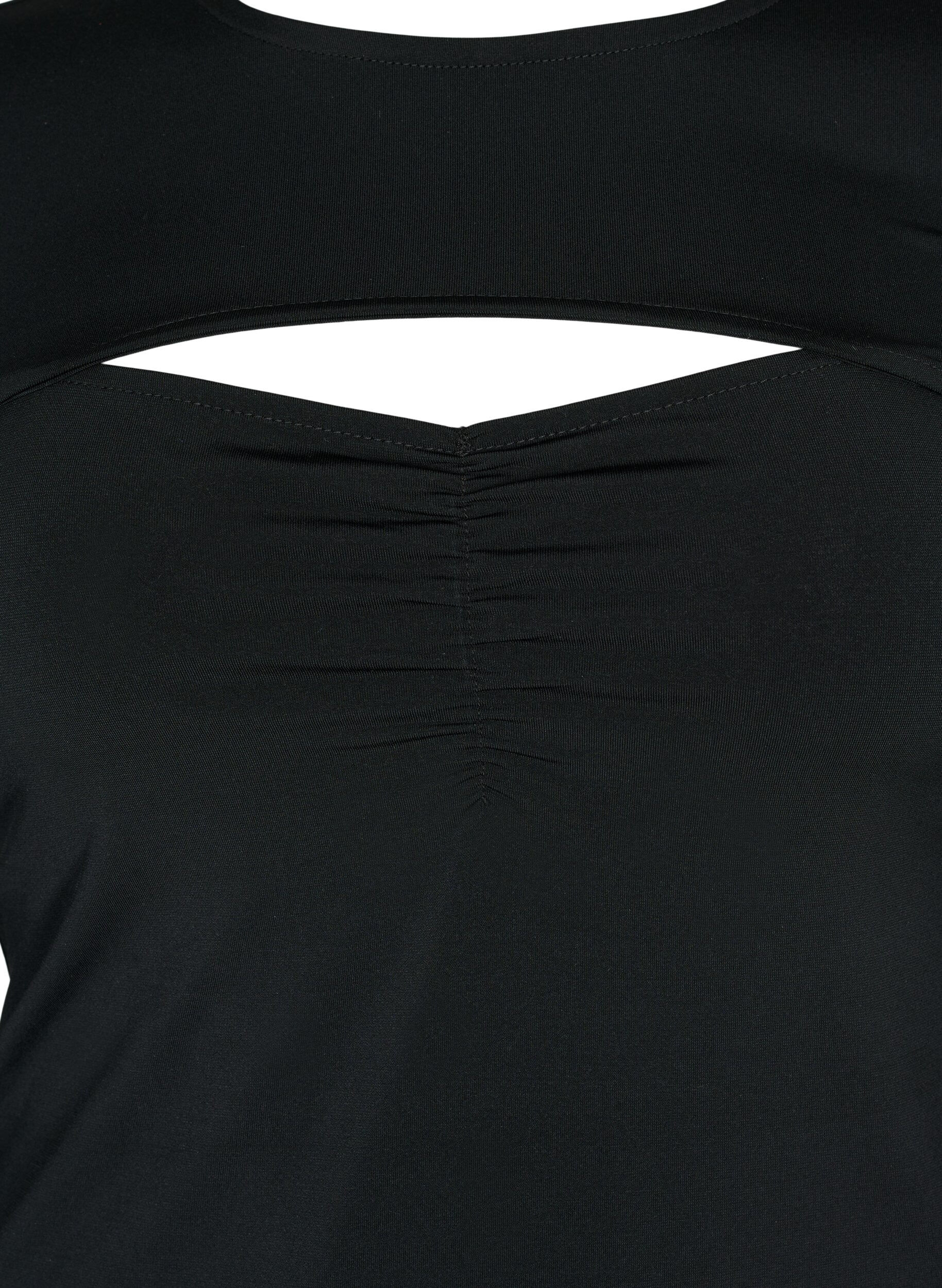 Zizzi Cut-out bluse med lange ermer, Black, Packshot image number 2