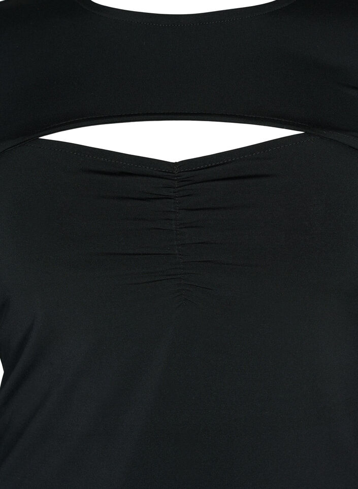 Cut-out bluse med lange ermer, Black, Packshot image number 2