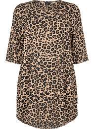 Mønstrete kjole med 3/4-ermer, Leopard
