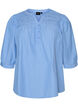 Bluse med smock og 3/4 ermer, Bl&aring;, Packshot image number 0