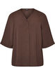 Skjortebluse med v-hals og 3/4 ermer, Brun, Packshot image number 0