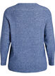 Melert strikkebluse med rund hals, Bl&aring;, Packshot image number 1