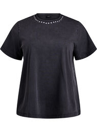 Økologisk bomulls-T-skjorte med nagler, Grey Wash Studs