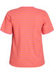 T-shirt med striper og ribbestrikket struktur, Orange, Packshot image number 1
