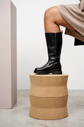 Zizzi Wide fit skinnstøvler med glidelås, Black, Model image number 1