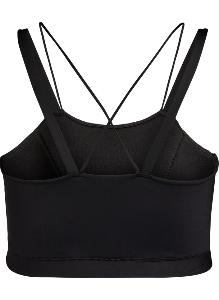 Sports-bh med kryssdetaljer på ryggen, Black, Packshot