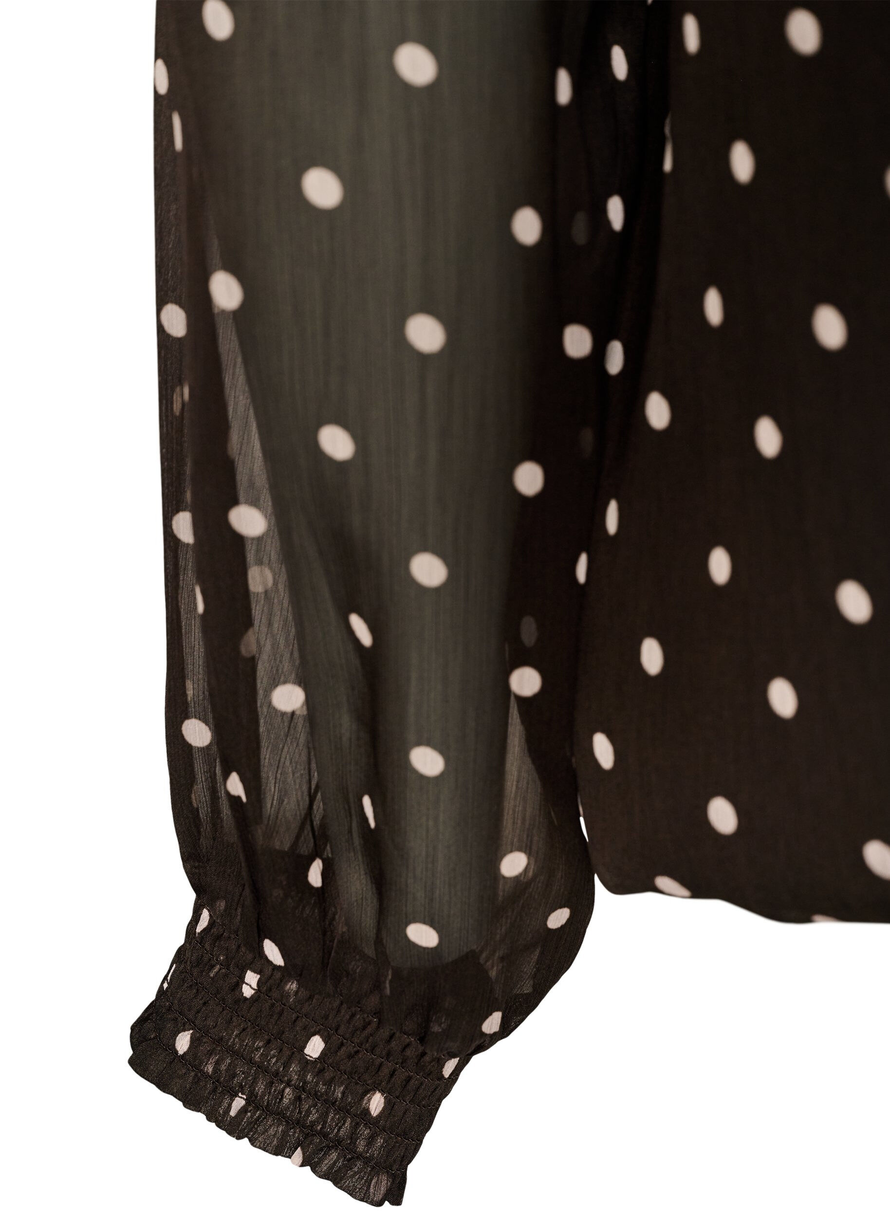 ZizziPrikket chiffonbluse med gjennomsiktige ermer, Brun, Packshot image number 3