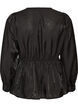 Skinnende viskosebluse med peplumeffekt, Svart, Packshot image number 1