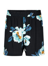 Shorts med løs passform i viskose, Black Big Flower