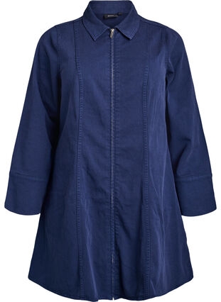Zizzi Kort kjole i twill med glidelås, Blå, Packshot image number 0