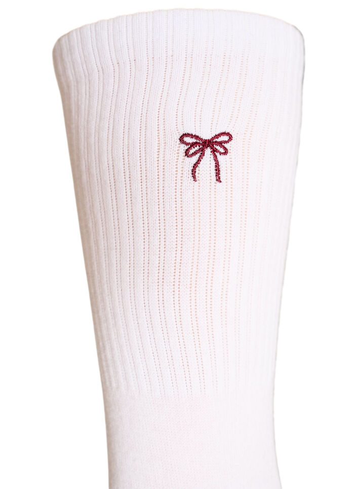 Bomullssokker med m&oslash;nster, Hvit, Packshot image number 2