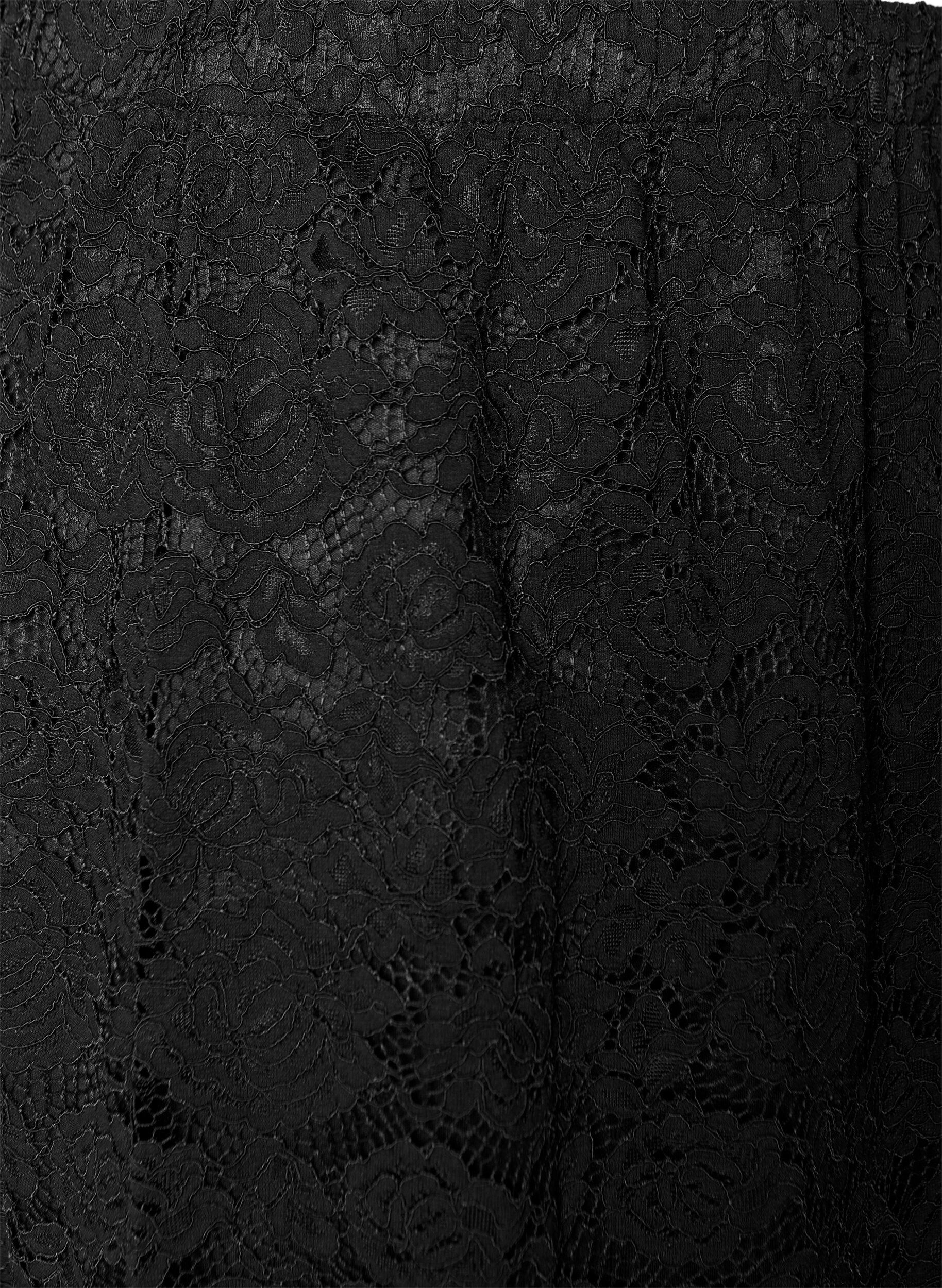 Zizzi Midiskj&oslash;rt med blonder og elastisk midje, Svart, Packshot image number 2