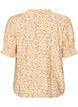 Bluse i viskose med blomstertrykk, korte ermer og volangkrage, Gul, Packshot image number 1