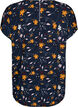 Kortermet bluse med blomstertrykk, Sky Captain Flower, Packshot image number 1