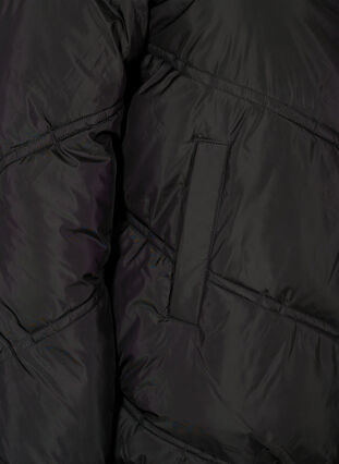 Zizzi Kort Puffer-vinterjakke med lommer, Black, Packshot image number 3