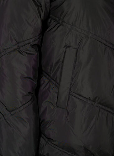 Kort Puffer-vinterjakke med lommer, Black, Packshot image number 3