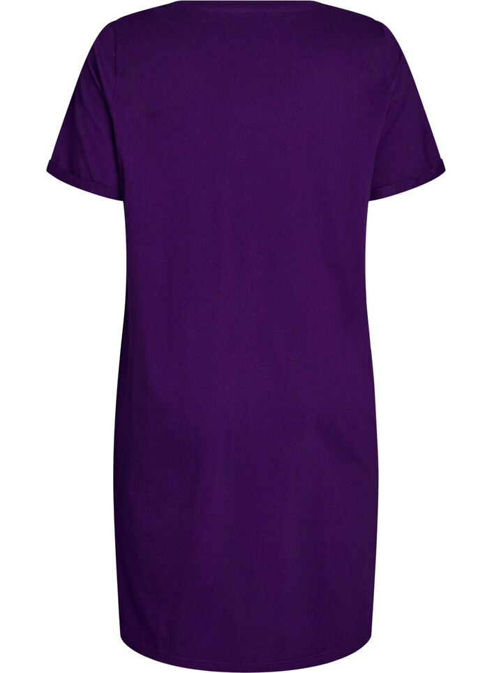 Kortermet nattkjole i &oslash;kologisk bomull, Bl&aring;, Packshot image number 1