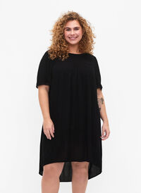Kjole av viskose med blondebånd, Black, Model