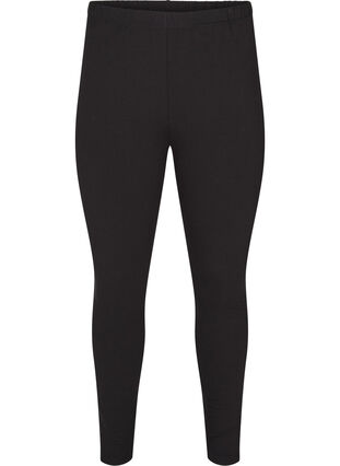 Leggings i bomull med for, Black, Packshot image number 0