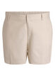 Bermudashorts med h&oslash;y midje i lin og viskose, Beige, Packshot image number 0