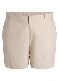 Bermudashorts med h&oslash;y midje i lin og viskose, Beige