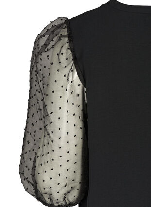 Bluse med transparente puffermer, Black, Packshot image number 3