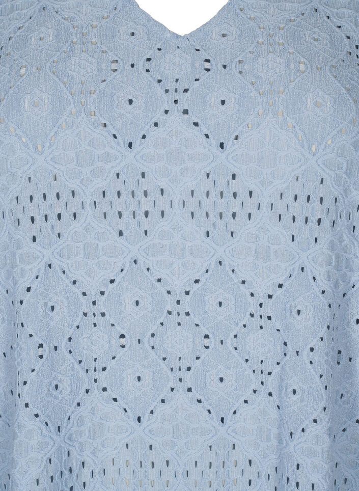 Kort kjole med v-hals og hullmønster, Cashmere Blue, Packshot image number 2