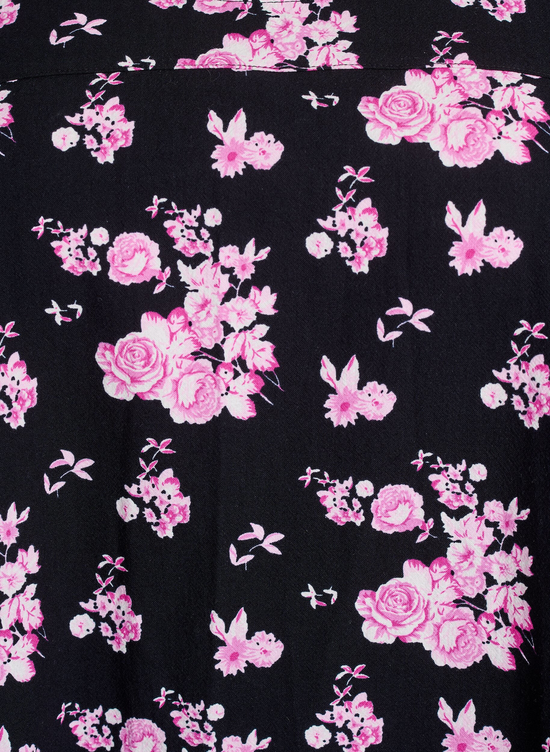 Zizzi Kort bomullskjole med elastisk fold og lange ermer, Svart, Packshot image number 2