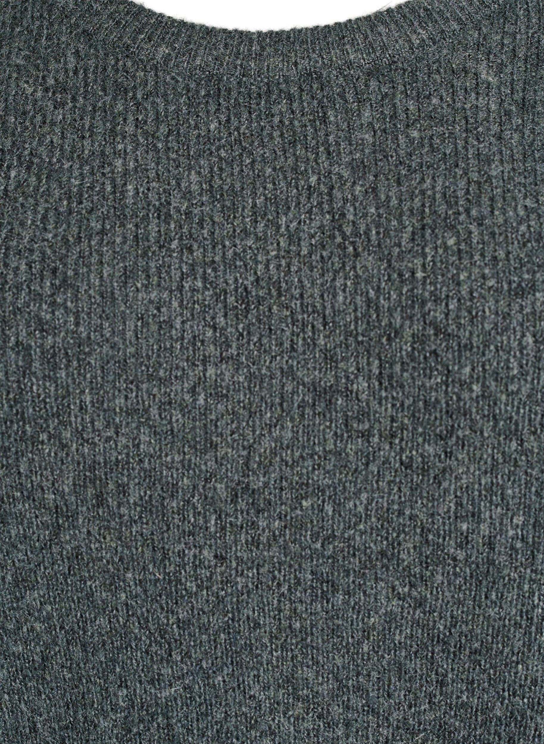 Zizzi Melert strikkebluse med rund hals, Gr&oslash;nn, Packshot image number 2