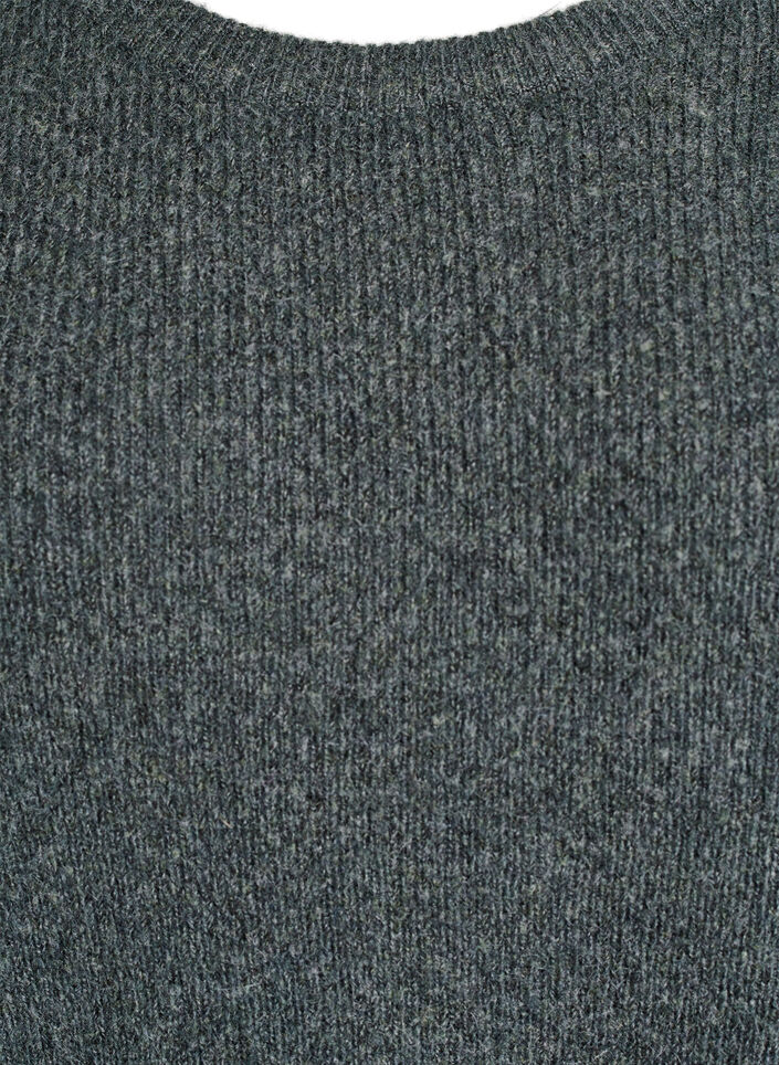 Melert strikkebluse med rund hals, Grønn, Packshot image number 2