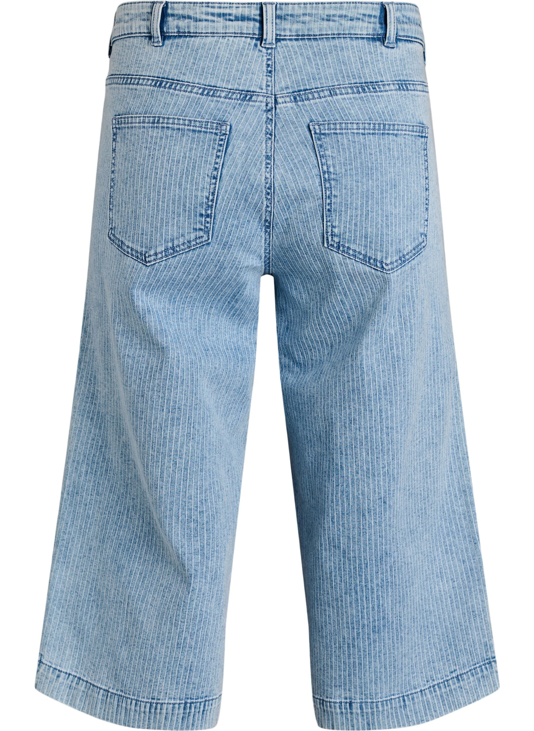 Zizzi Pinstripete jeans med vide ben i culotte-stil, Bl&aring;, Packshot image number 1