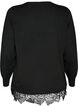 Cardigan med bred blondekant, Svart, Packshot image number 1