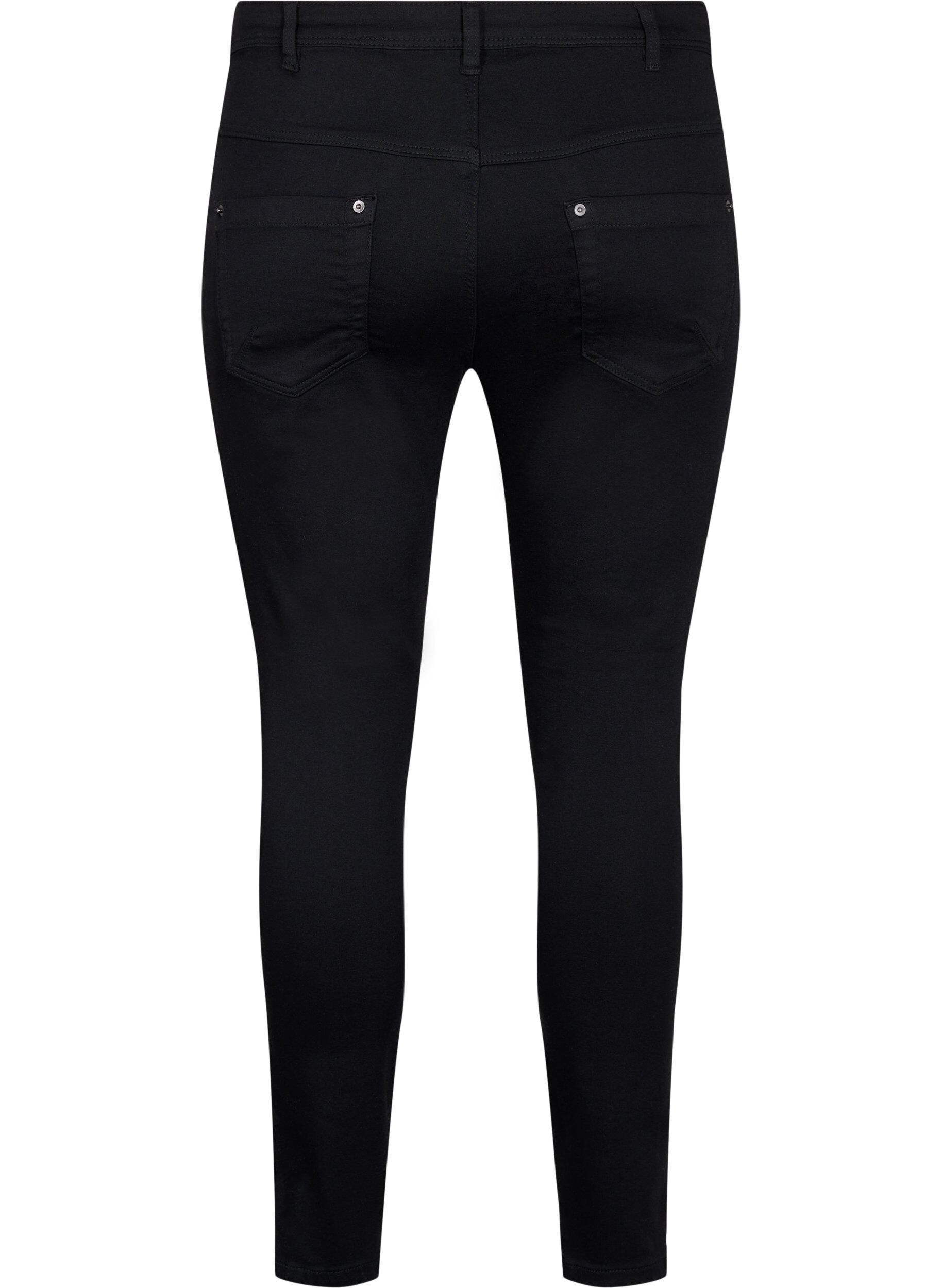 ZizziCropped Amy jeans med glidel&aring;s, Svart, Packshot image number 1